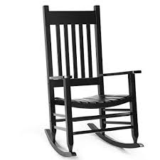 Giantex Outdoor Wood Rocking Chair Porch Rocker 100 Natural Solid Wooden Indoor Deck Patio Backyard Living Room Rocking Wood Rocking Chair Rocking Chair Porch Porch Rocker