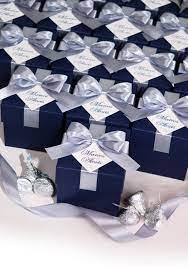 Silver Navy Blue Wedding Bonbonniere Wedding Favor Box With Etsy Wedding Favor Boxes Blue Silver Weddings Personalized Wedding Favor Box