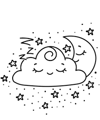 Disegno Di Luna Crescente E Nuvola Kawaii Da Colorare Disegni Da