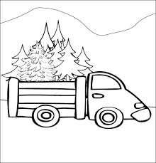 coloriage camion transporte trop de sapin dessin gratuit a imprimer baignade