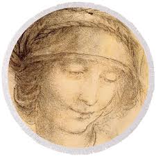 The head of St Anne Wood Print by Leonardo da Vinci