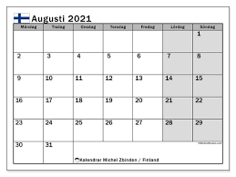 Vi har ett stort utbud av kalendrar och almanackor för 2021 från. Kalender Finland Augusti 2021 For Att Skriva Ut Michel Zbinden Sv