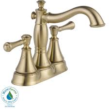 Is there a spotshield brushed nickel product available in delta centerset bathroom faucets? Shop Delta Cassidy Champagne Bronze 2 Handle 4 In Centerset Watersense Bathroom Faucet Drain Included At Lowes Com Bathroom Faucets Faucet Delta Faucets