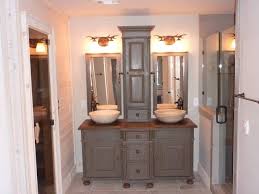 Furniture Lovely Double Custom Pine Vanity W Center Tower Photos Of At Model Gallery Bath Bathroom Storage Tower Bathroom Vanity Storage Double Vanity Bathroom