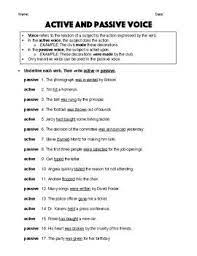 When writing in the passive voice, the subject no longer does an action but rather becomes acted upon. Active And Passive Voice Worksheet Answer Key Active And Passive Voice Active Voice Passive