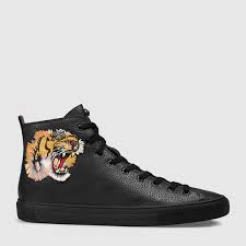 Black And Red Designer Sneakers Gucci Leather High Top With Tiger Gucci High Tops Sneakers Men Girls Shoes Sneakers