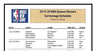 Sports in 2020 featured irreplaceable loss, faraway victories. Nba Releases Scrimmage Schedule For 2019 20 Season Restart In Orlando