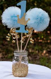 Prince Birthday Party Blue And Gold Baby Boy By Gracesgardens First Birthday Centerpieces Birthday Centerpieces Prince Birthday Party