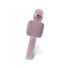 Otroški mikrofon za karaoke BMS-400 z vgrajenim bluetooth zvočnikom in LED  osvetlitvijo roza