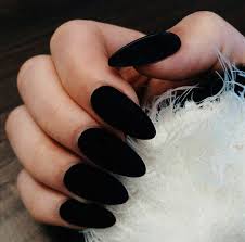 Almond Shaped Acrylic Nails With Black Tips Bling Art Almond False Nails Fake Stiletto Matte Black Acrylic 24 Long Tips Glue Cute Nails Club Trendy Nails Almond Shape Nails Almond Acrylic Nails