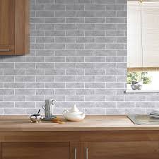Brick wall kitchen | kitchen | decoraciã³n de unas, caravista, cocinas. Contour Grey Brick Effect Blown Wallpaper Diy At B Q