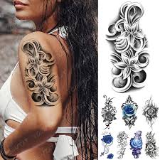 Neo traditional wooden rosary beads tattoo. Waterproof Temporary Tattoo Sticker Sketch Lily Blue Rose Tattoos Totem Flower Rosary Body Art Arm Fake Sleeve Tatoo Women Men Temporary Tattoos Aliexpress