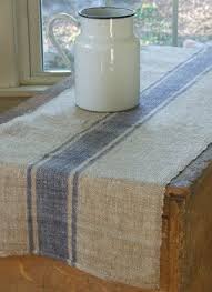 Beyond Grain Sack Striped Table Runner Blue Stripe Traditional Table Linens Cottage Decor Farmhouse Striped Table Runner Trendy Farmhouse Kitchen