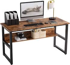 Several home offices to outfit? Buy Ironck Industrial Computer Desk 47 With Bookshelf Office Desk Writing Desk Wood And Metal Frame Industrial Style Study Table Workstation For Home Office Furniture Hellip Online In Turkey B07tlmxvys