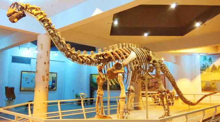 Prehistoric dinosaur exhibit at Birla Science Museum, AI generated