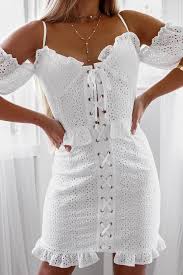 Feminine Picnic Corset Dress White White Lace Cotton Mini Dress With Front Corset Detail Sweetheart Neckli Vestidos Estilosos Moda Feminina Roupas Da Moda