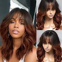 Amazon.com : KHY.JNM 1b30 Ombre Brown Layered Cut Wavy Human Hair Wig With  Bangs 13X6 HD Invisible Lace Front Wig Pre Plucked For Women Glueless Wig  Brazilian Remy Hair With Baby Hair