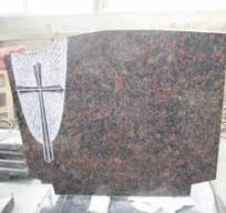 Tan Brown Granite Stone Memorial Cross Headstone for Grave Marker  Gravestone Tombstone Monument with Natural Stone Carving on Cemetery  Memorials