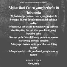 Di berita televisi atau di media cetak sering diulas mengenai keadaan cuaca, prakiraan cuaca atau isu perubahan iklim. Jelaskan Akibat Dari Perbedaan Cuaca Yang Terjadi Di Berbagai Daerah Di Indonesia Dijelasin Brainly Co Id