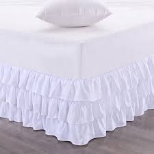 Pretty up your bed with the bed skirt accessory like this one. Amazon Com Sweet Home Collection Waterfall Bed Skirt Unique Dust Three Ruffled Tier Layer Design With 14 Drop King White Home Kitchen
