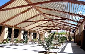 Options for transparent pergola roofs | hunker traditionally, a pergola is an outdoor structure that consists of four vertical poles supporting an open lattice of wooden beams. Austin Patio Covers Louvered Roofs Alumawood Porch Shade
