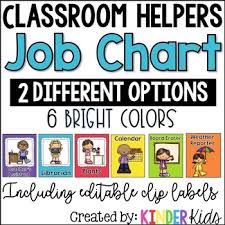 Classroom Helpers Job Chart Editable Clip Labels