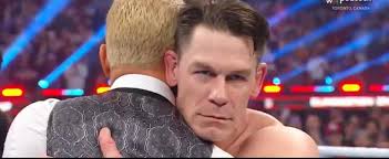 Hey Rock, Go ……. Yourself!”- Cody Rhodes Cena embraces Rhodes, The Rock and  Cena give a visual acknowledgment… John Cena beats down Rhodes -enrikogates