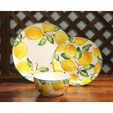 Mainstays Fruit Collection Lemon 12 Piece Ceramic Dinnerware Set Walmart Exclusive Walmart Com Lemon Kitchen Decor Lemon Decor Ceramic Dinnerware Set