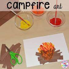 During camping week paint with fake worms like they use for fishing. Camping Themed Centers And Activities For Preschool Pre K And Kindergarten Students Fun To Do In The Fa Camping Theme Preschool Camping Crafts Preschool Art