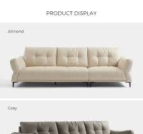 Furnitur Ruang Tamu Sofa Beludru Warna Krem Dengan Kaki Kayu ...