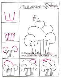 Easy Drawings Step By Step Step By Step How To Draw A Cupcake Crafting Goodness Strabach Crafting Cupcake Dr Dessin Cupcake Dessins Faciles Dessin