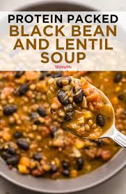 Black Bean And Lentil Soup Protein Packed Black Bean And Lentil Soup Recipe Vegetarian Vegan Recipes Recipes Bean Recipes