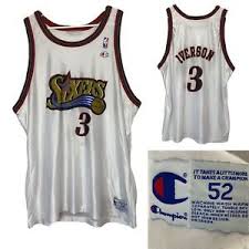 Philadelphia 76ers return to old logo uniforms. Vintage Philadelphia 76ers Allen Iverson Champion Jersey Size 52 Gold Logo 1997 Ebay