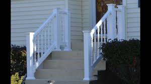 Outdoor handrails for concrete steps. Vinyl Railing Attached To Concrete Patio Stairs Youtube