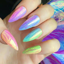 83 Pointy And Chrome Summer Nail Color Design Ideas For 2019 Koees Blog Glass Nails Rainbow Nails Rainbow Nail Art