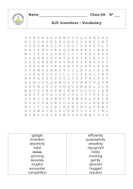 Cambridge Global English Stage 6 6u5 Inventions Vocabulary Wordsearch Crossword Work Sheet