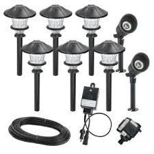 Hampton Bay Low Voltage Black Outdoor Integrated Led Landscape Path Light And Deluxe Micro Spot Light Kit 8 Pack Hdc33943bk The Home Depot Landscape Lights Diy Malibu Landscape Lighting Low Voltage Outdoor Lighting