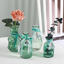 Vase tabletop decoration ribbon pattern on surface stealing inspiration from wedding decor to beautify your home tidak ada komentar untuk how to decorate a flower vase with ribbon. Ins Green Bud Ribbon Glass Small Vase Dried Flower Arrangement Modern Minimalist Living Room Table Decoration Home Ornaments Buy At The Price Of 3 33 In Aliexpress Com Imall Com