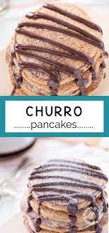 Churro Pancakes With Spicy Chocolate Sauce Recipe Spicy Chocolate Churros Dessert Recipes Easy
