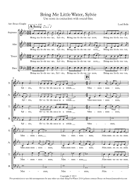 Choral sheet music book by : Bring Me Little Water Sylvie Full Score Vocal Music Musical Compositions