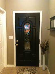 Painting interior doors is an easy way to improve their appearance and brighten your rooms. Painted Front Door Semi Gloss Back With Rustoleum Oil Based Paint From Walmart No Sanding 9 99 Painted Front Doors Oil Painting Painted Doors