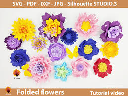 Download 15 Folded Paper Flowers Templates Graphic By Lasquare Info Creative Fabrica PSD Mockup Templates