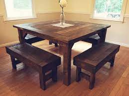 Square Farmhouse Table And 4 Benches By Mattesonwoodworks On Etsy Farmhouse Style Table Farmhouse Dining Table Square Farmhouse Table
