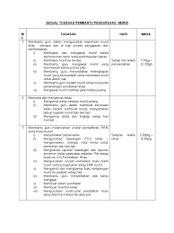 Pembantu pengurusan murid pendidikan prasekolah. Jadual Tugasan Pembantu Pengurusan Murid