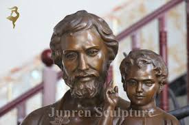 Religious Church Decoration Bronze Joseph With Baby Jesus Statue Brass  Joseph Sculpture With Baby Jesus Christ