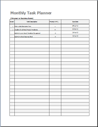 monthly task list template