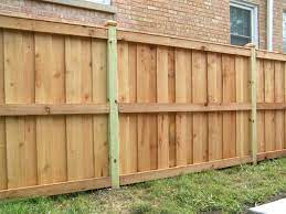 Cedar wood fence boards cedar lumber tounge and groove boards white cedar boards beadboard cedar boards. 5 Board On Batten W Trim 3 Rail Treated Posts Inside View Cedar Fence Cardinal Fence Supply Inc