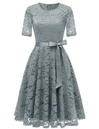 Dresstells Dresstellsshort Scoop Bridesmaid Floral Lace Dress Cocktail Formal Swing Dress Grey 3xl Formal Party Dress Swing Dress Lace Swing Dress