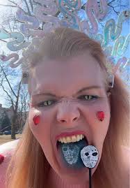 Lollipop Blonde Girl Who Bites Food