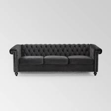 Parkhurst Tufted Chesterfield Velvet Sofa Black Christopher Knight Home Target Each piece features plush, tufted rolled arms that are upholstered in a soft velvet fabric.